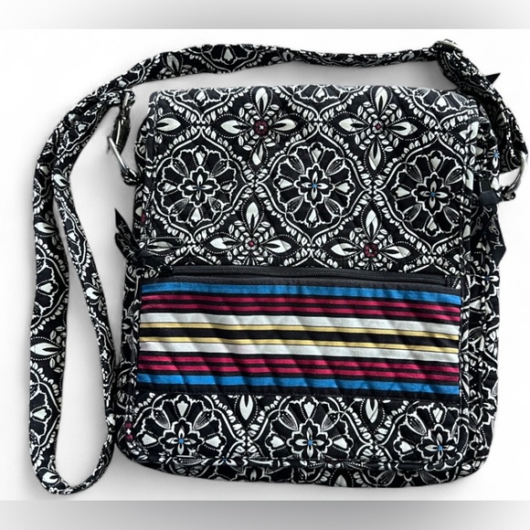 Vera Bradley Handbags - Vintage Vera Bradley Barcelona Black and Multicolor Crossbody Bag